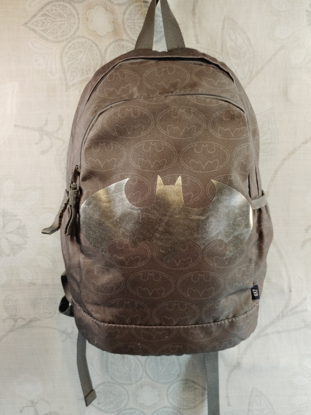 Gap Kids Grey Batman Backpack w/ Silver Logo